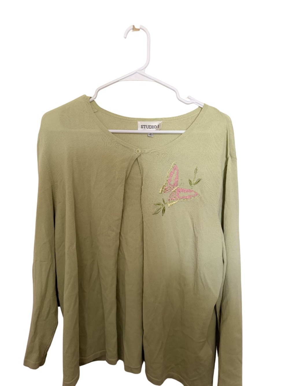 Studio I Green Butterfly Embroidered Cardigan | Vintage Coquette